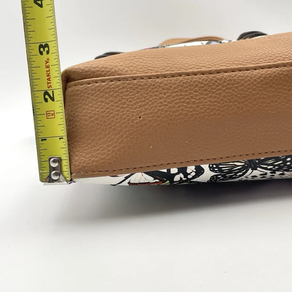 Rosetti Butterfly Print Crossbody Purse Tan Faux Leather Shoulder Bag 8